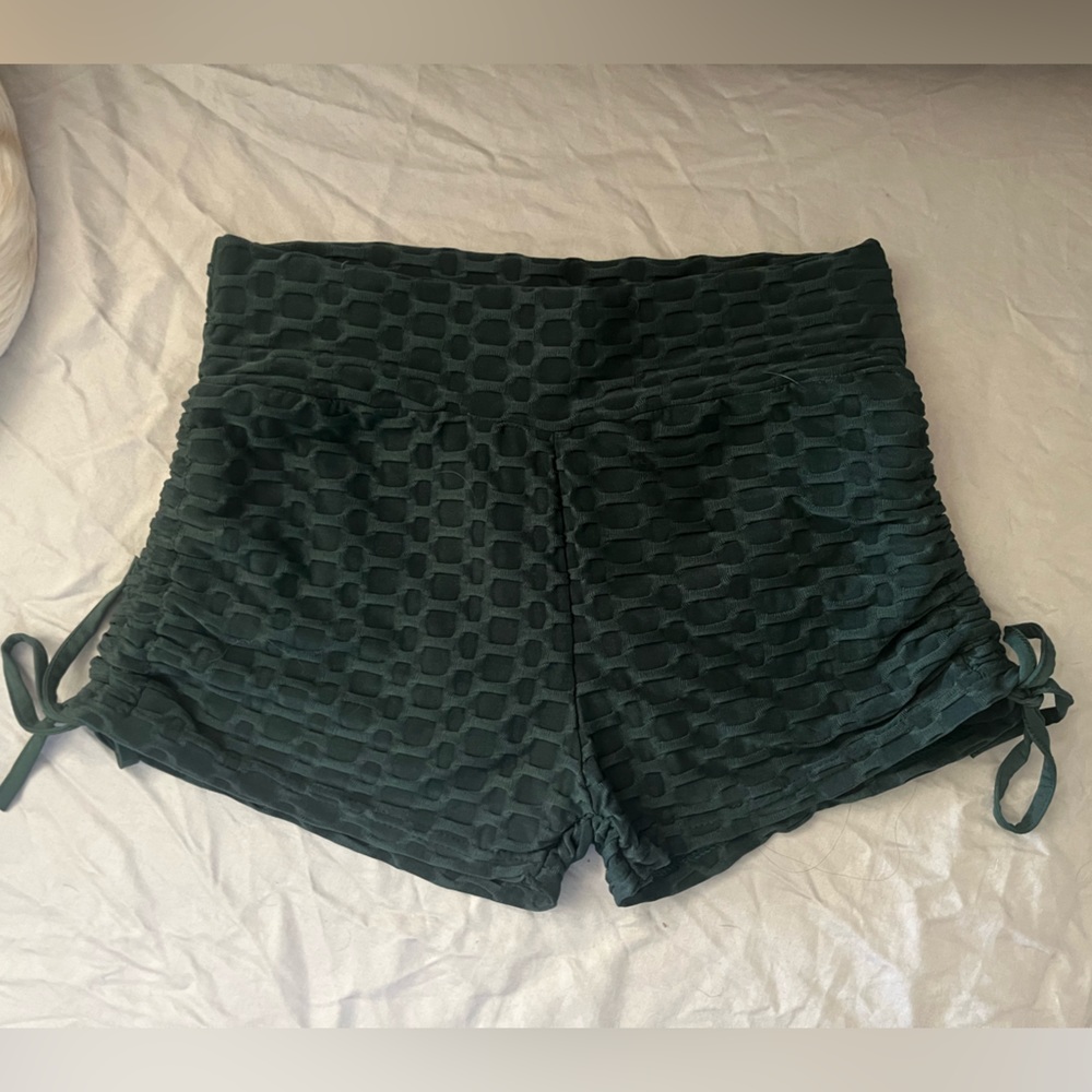 Green High Waisted Workout Shorts